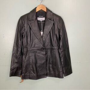 Reformation‎ Veda Bowery Leather Blazer Black Small
